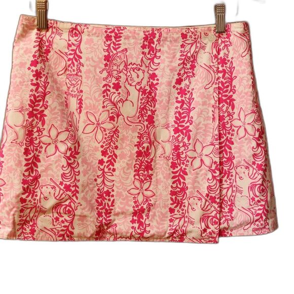 Lilly Pulitzer Tropical Pink & Cream A-Line Mini Skirt Size 4 Beach Resort Vibe - Picture 1 of 14